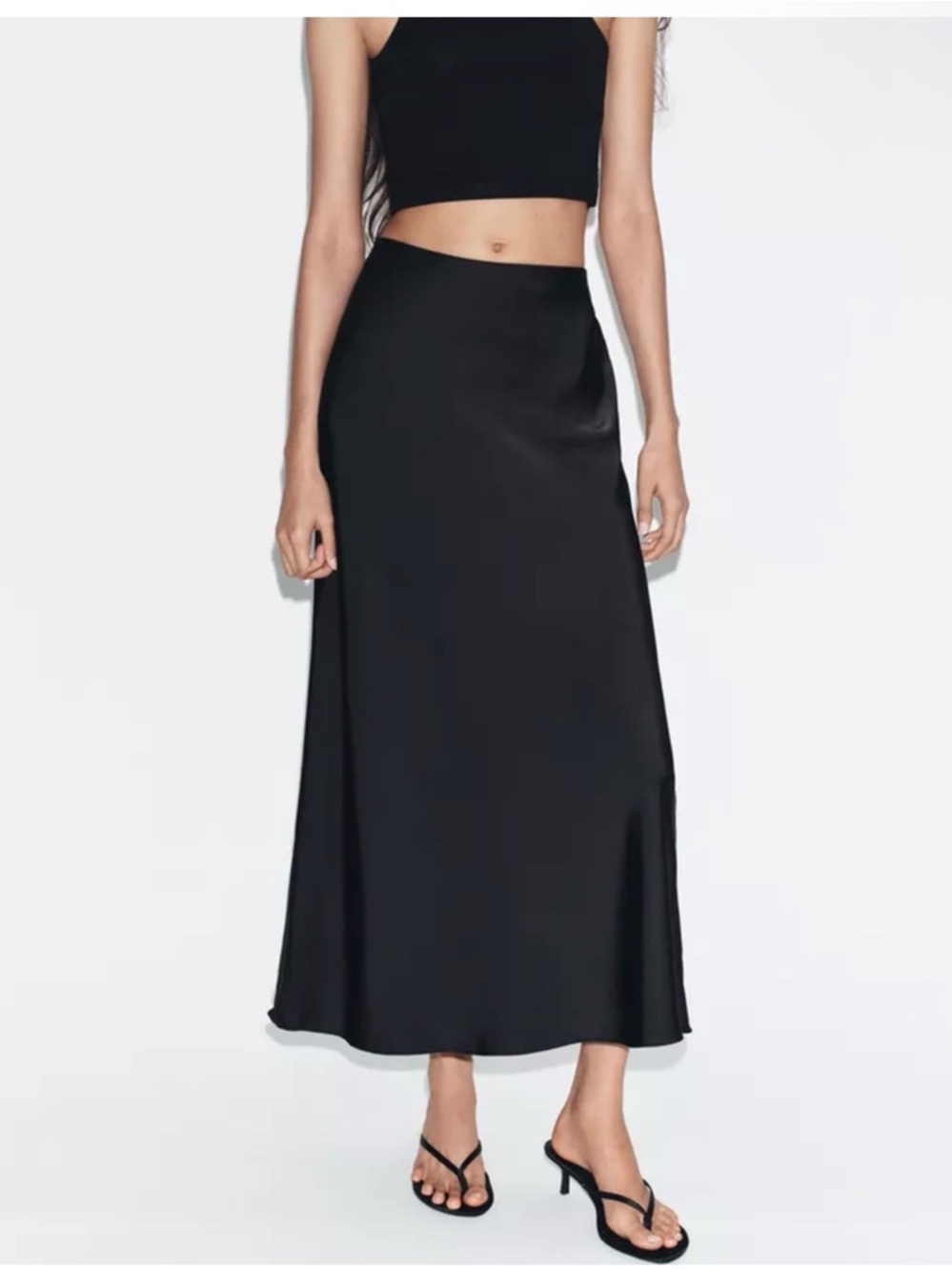 NWT Zara mid  skirt made of satin-effect fabric. High-waisted